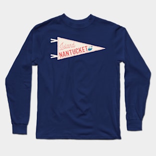 Nantucket Island Vintage Pennant with Whale Long Sleeve T-Shirt